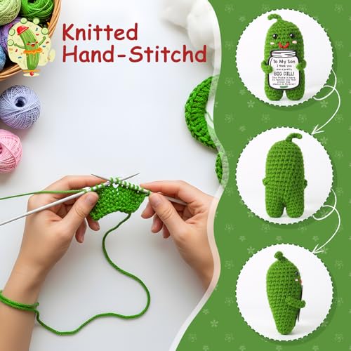 MAMAGIFTREE Crochet Pickle Plush – Funny 'Big Dill' Gift for Son from Mom