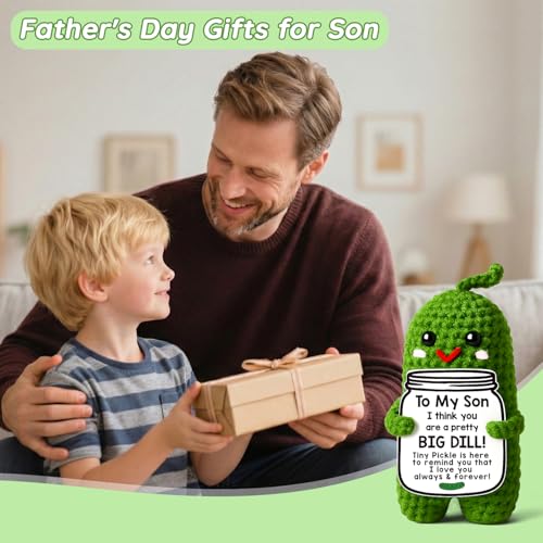 MAMAGIFTREE Crochet Pickle Plush – Funny 'Big Dill' Gift for Son from Mom