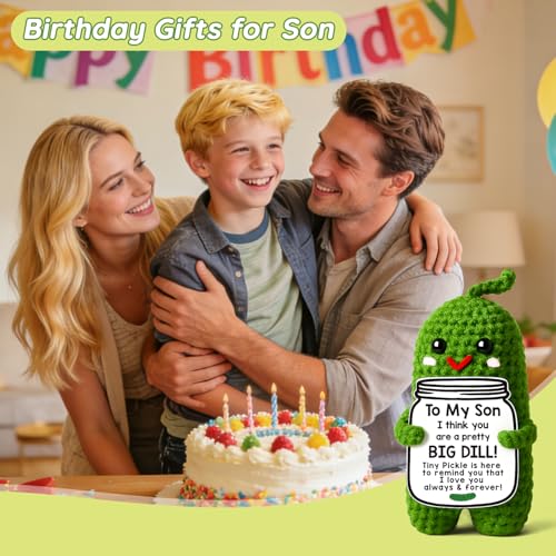 MAMAGIFTREE Crochet Pickle Plush – Funny 'Big Dill' Gift for Son from Mom