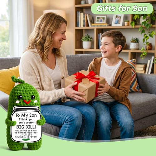 MAMAGIFTREE Crochet Pickle Plush – Funny 'Big Dill' Gift for Son from Mom