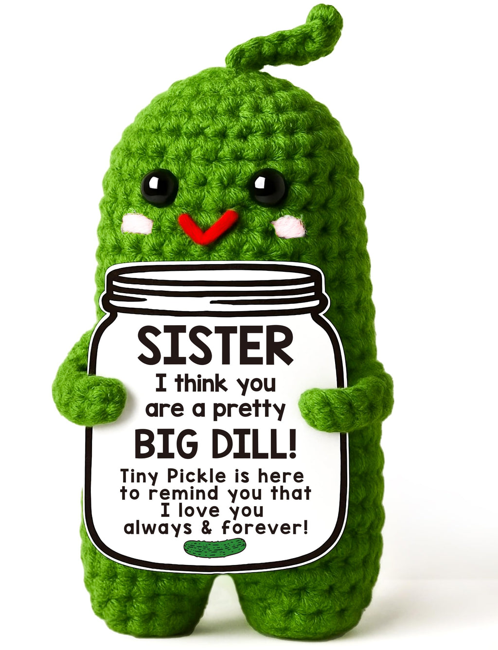 MAMAGIFTREE Handmade Crochet Pickle Plush - Funny Sister Birthday Gift from Sister