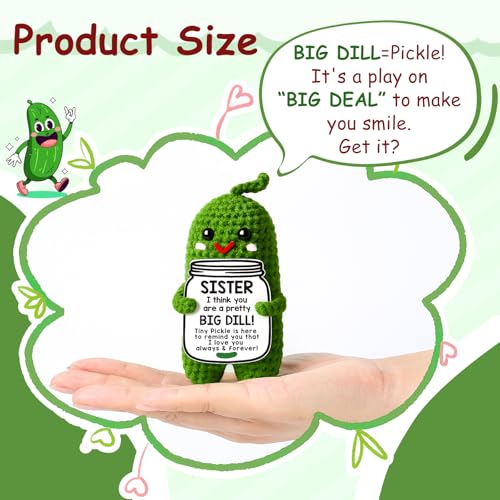 MAMAGIFTREE Handmade Crochet Pickle Plush - Funny Sister Birthday Gift from Sister