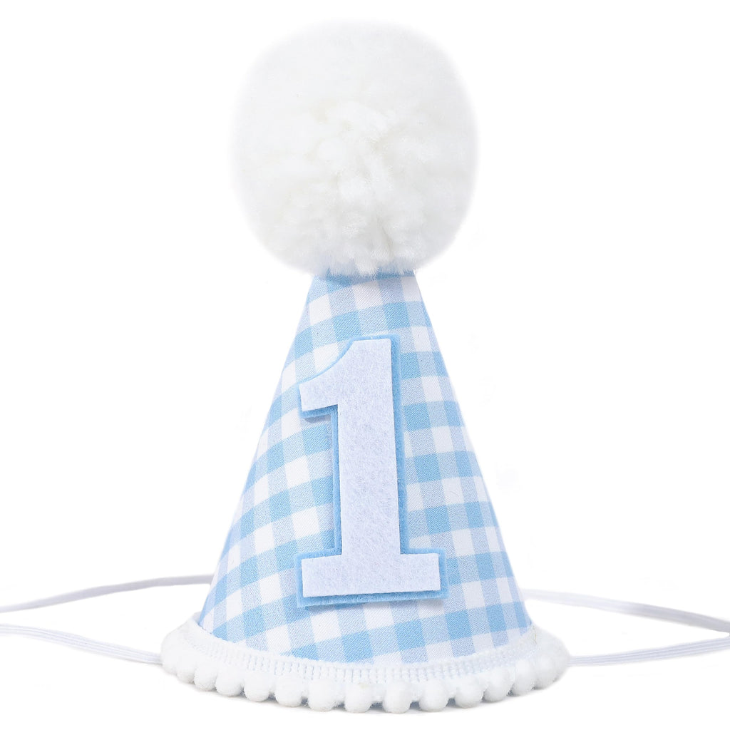 MAMUXI Gingham Party Hat for 1st Birthday – Unisex Baby Costume Headwear