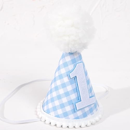 MAMUXI Gingham Party Hat for 1st Birthday – Unisex Baby Costume Headwear