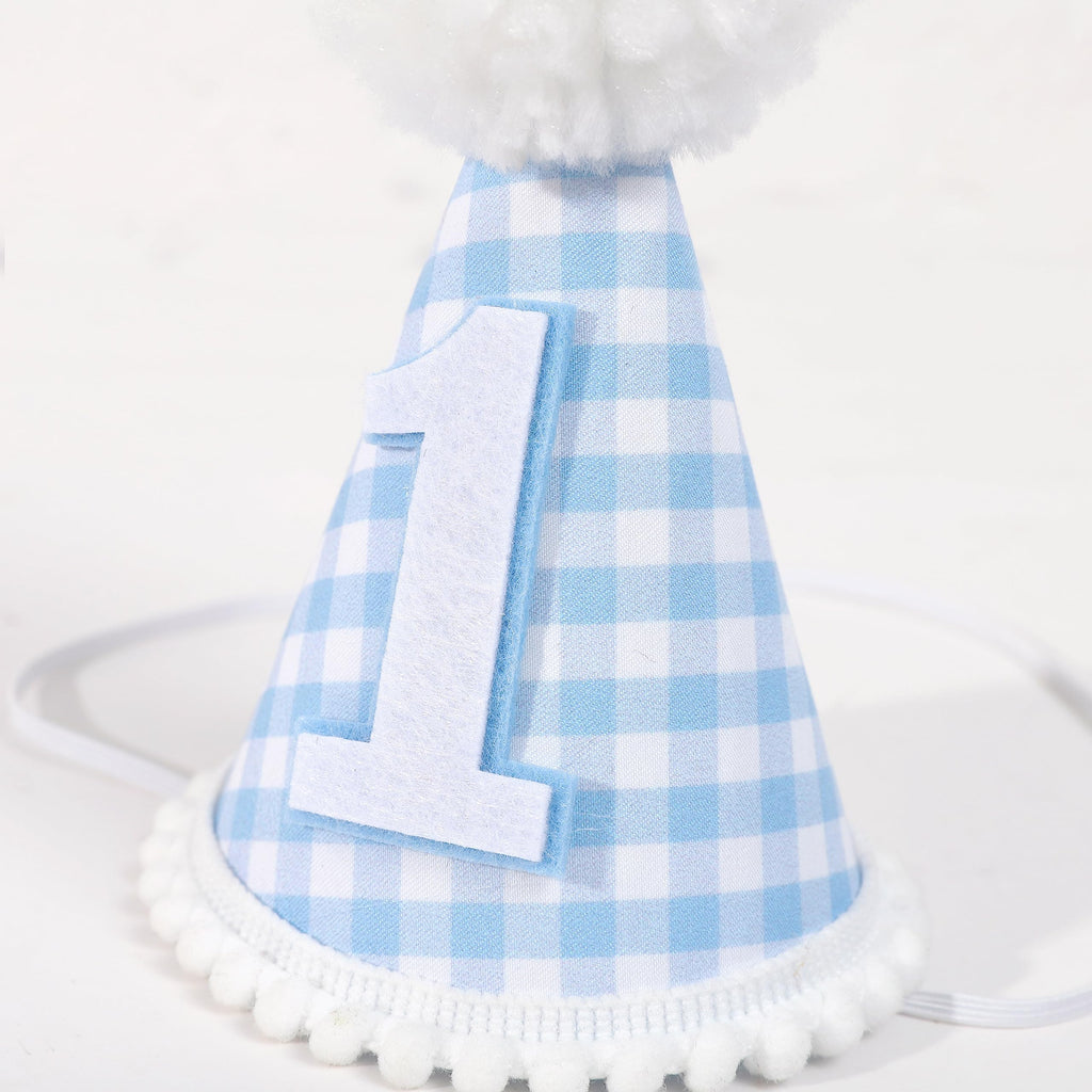 MAMUXI Gingham Party Hat for 1st Birthday – Unisex Baby Costume Headwear