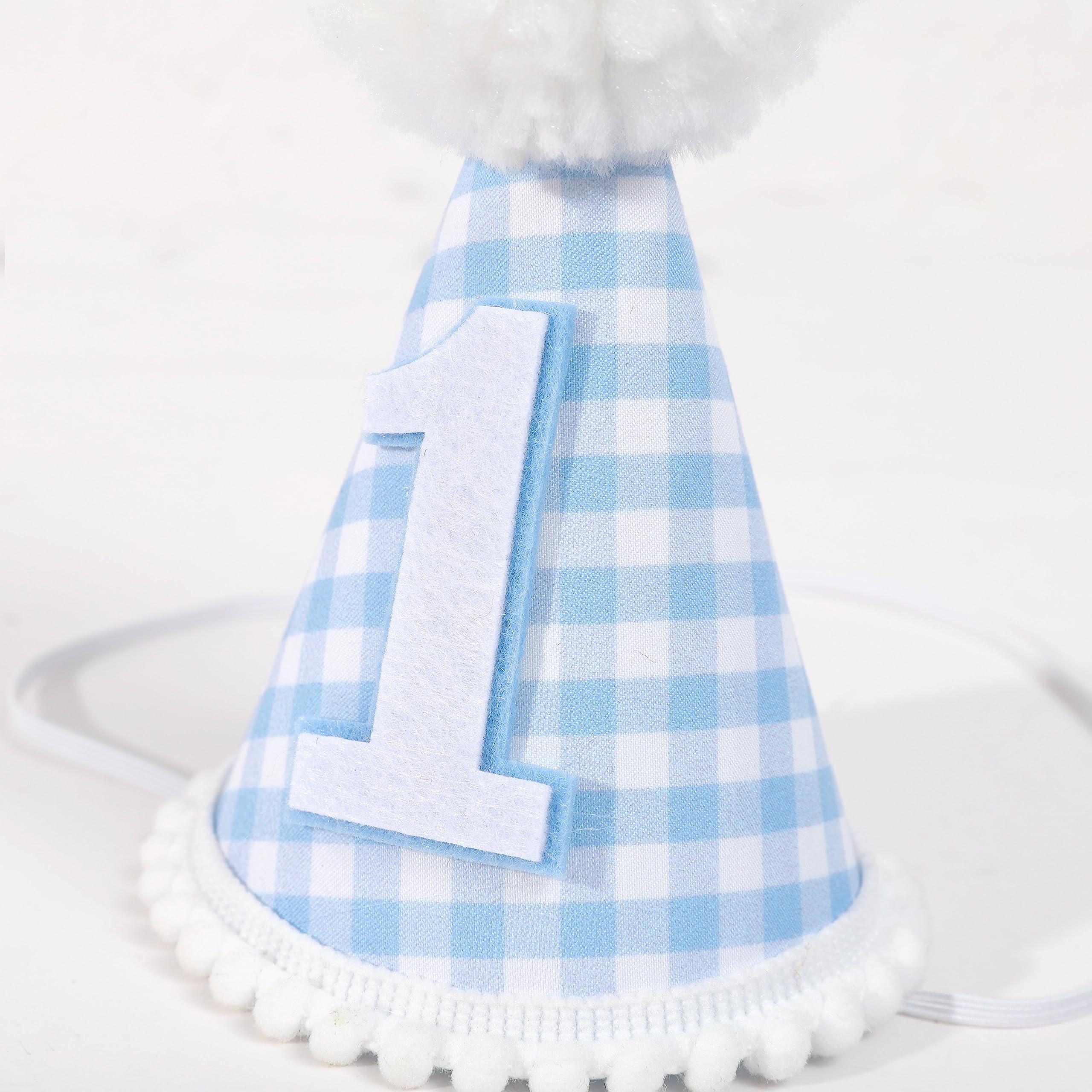 MAMUXI Gingham Party Hat for 1st Birthday – Unisex Baby Costume Headwear
