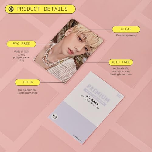 Mandu Deco Clear Polypropylene Photocard Sleeves (57x88mm) - 100 Pack - PVC & Acid Free