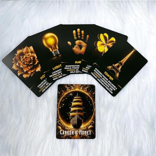 Manifest Success Career and Money Oracle Deck – 40 Black and Gold Money Moves Oracle Cards with Meanings on Each Card