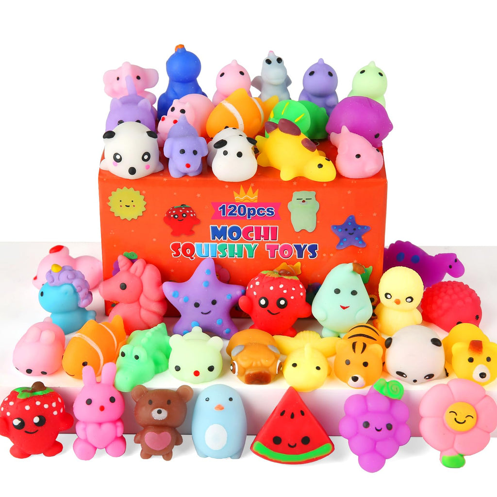 Mantyplay 60-Pack Kawaii Mochi Squishy Toys - Mini Animal & Fruit Squishies for Kids, Classroom Prizes, Party Favors, Sensory Fidget Toys