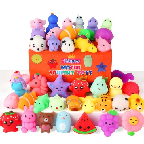 Mantyplay 60-Pack Kawaii Mochi Squishy Toys - Mini Animal & Fruit Squishies for Kids, Classroom Prizes, Party Favors, Sensory Fidget Toys