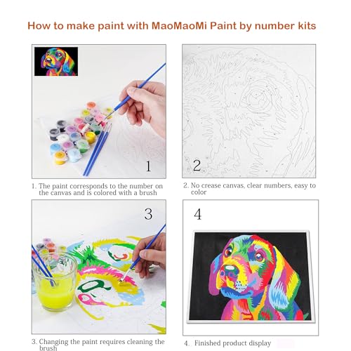 Maomaomi Colorful Horse Head Paint by Numbers Kit – 20x16 Inch DIY Acrylic Canvas for Kids & Adults