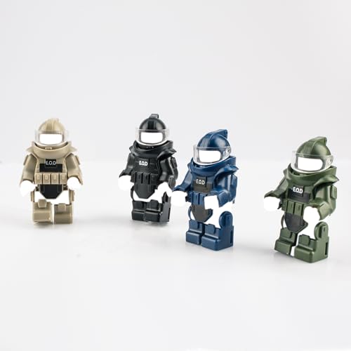 MaozyHomie 4 Color Bomb Disposal Suit Minifigures – ABS Plastic Toy Soldiers Compatible with Major Brands