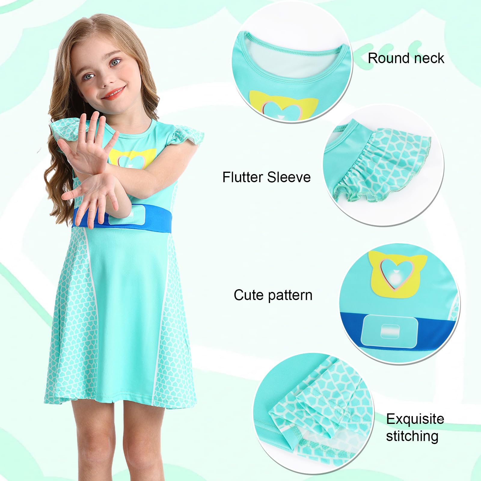 Marendyee Girls Flutter Sleeve A-Line Cosplay Dress for Halloween Birthday Parties – Ages 3-10