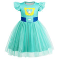 Marendyee Girls Halloween Costume Dress – Tulle Mesh Flutter Sleeve Cat Pattern, Ages 3-10