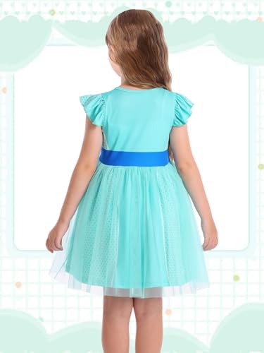 Marendyee Girls Halloween Costume Dress – Tulle Mesh Flutter Sleeve Cat Pattern, Ages 3-10