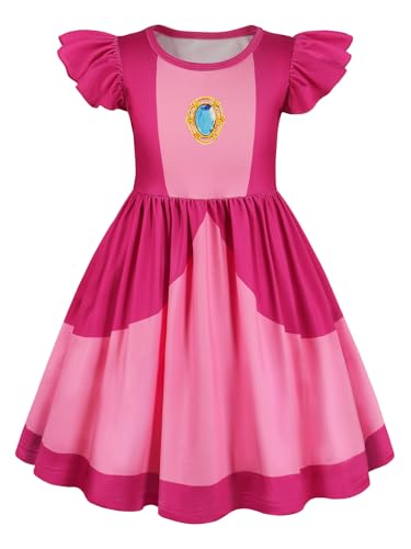 Marendyee Girls Princess Costume Dress - Flutter Sleeve A-Line Fancy Dress for Ages 3-12, Machine Washable