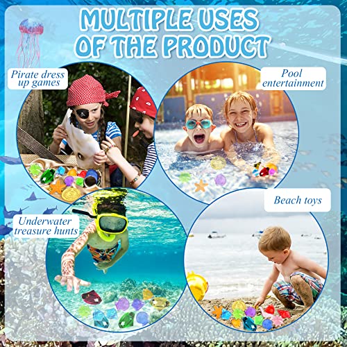 MARFOREVER 70-Piece Diving Gem Pool Toys Set with Treasure Boxes – Colorful Plastic Gems for Swimming Pool Games