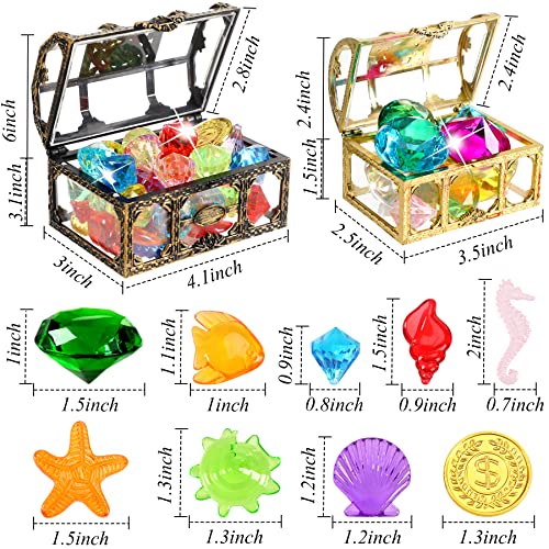MARFOREVER 70-Piece Diving Gem Pool Toys Set with Treasure Boxes – Colorful Plastic Gems for Swimming Pool Games