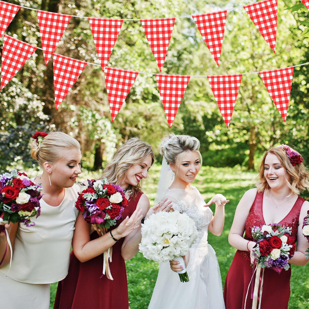 MARFOREVER Red Checkered Banner 164ft 80 Flags - Picnic BBQ Birthday Decor