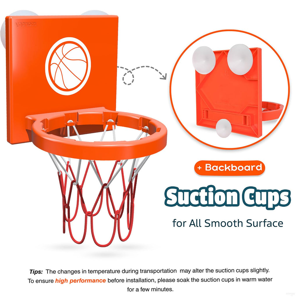MARPPY Bath Basketball Hoop – 4 Soft Balls, Suction Cups, Bathtub Toy for Toddlers