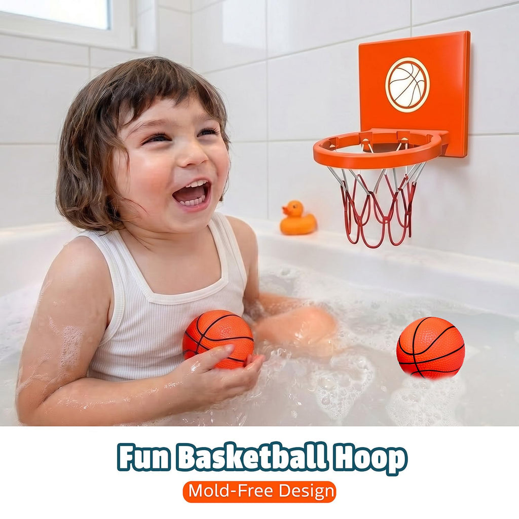 MARPPY Bath Toys Basketball Hoop Set for Toddlers – Suction Cup Hoop with 4 Soft Balls