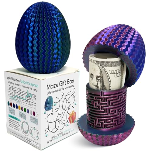 Marsaball Mystery Egg Maze Puzzle Box - 4 Unique Mazes Money Holder with Hidden Compartment