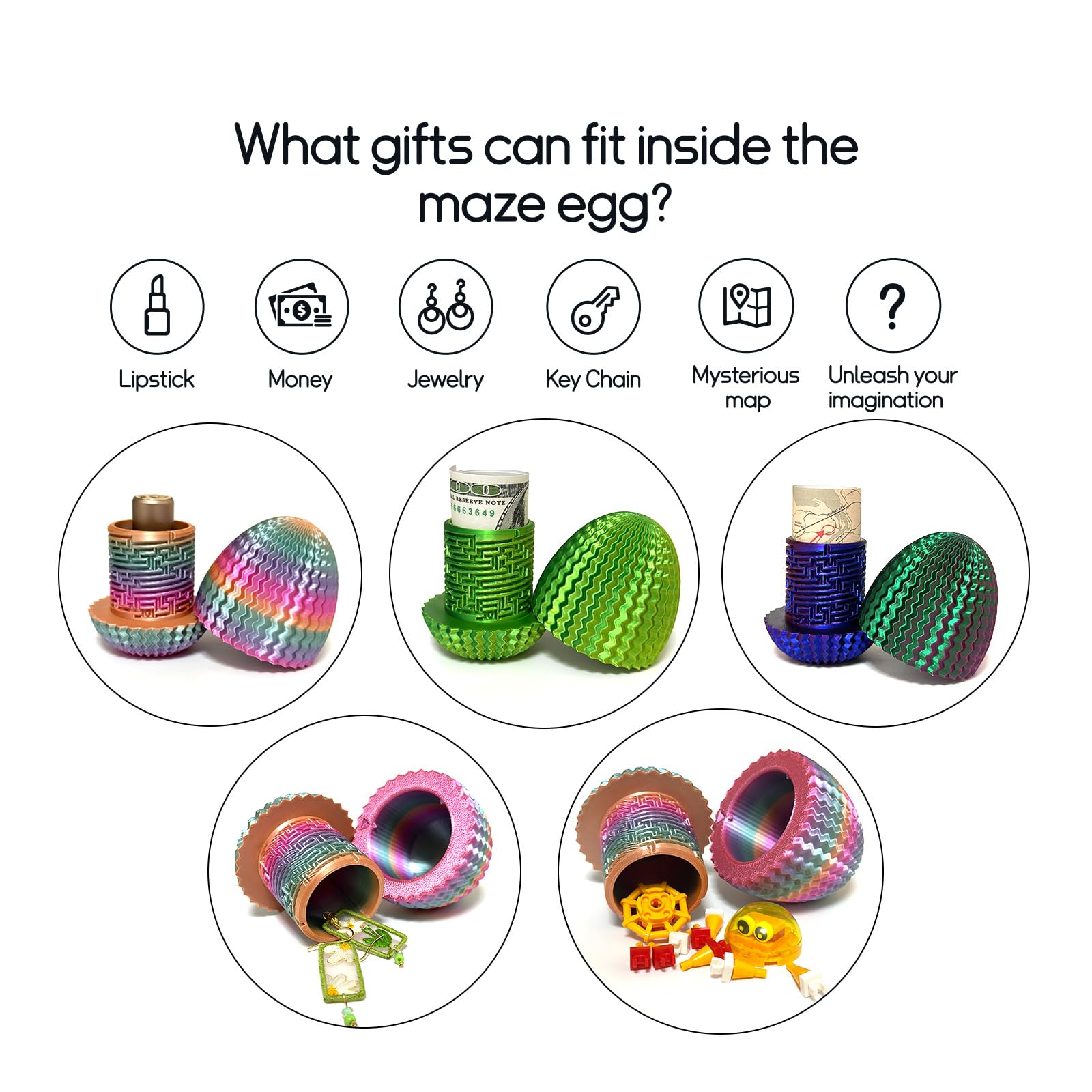 Marsaball Mystery Egg Maze Puzzle Box - 4 Unique Mazes Money Holder with Hidden Compartment