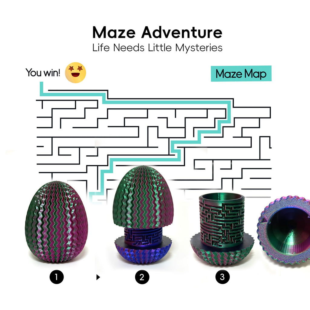 Marsaball Mystery Egg Maze Puzzle Box - 4 Unique Mazes Money Holder with Hidden Compartment