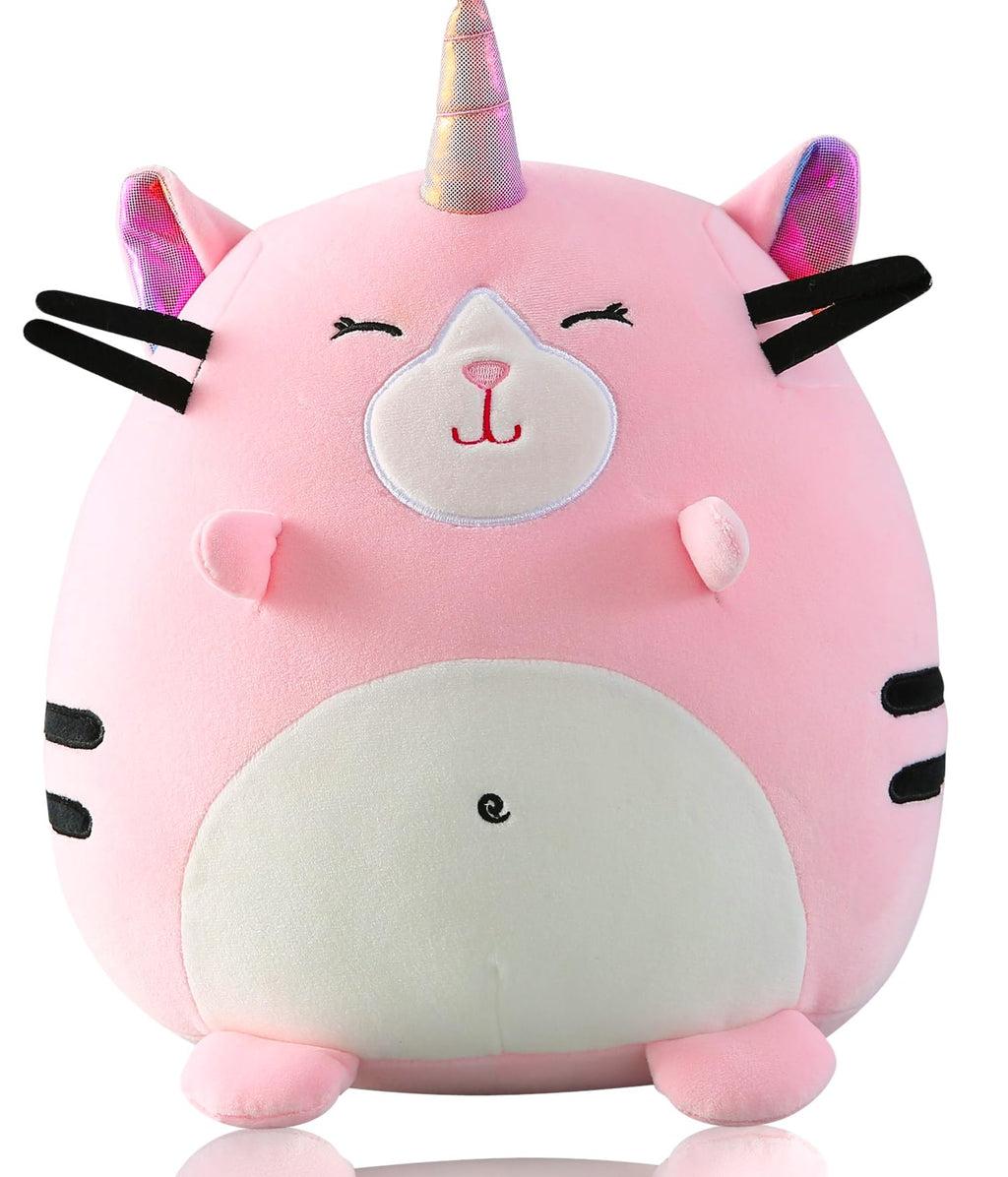 Marsjoy 8" Pink Caticorn Plush Pillow – Soft Squishy Stuffed Animal Toy for Kids