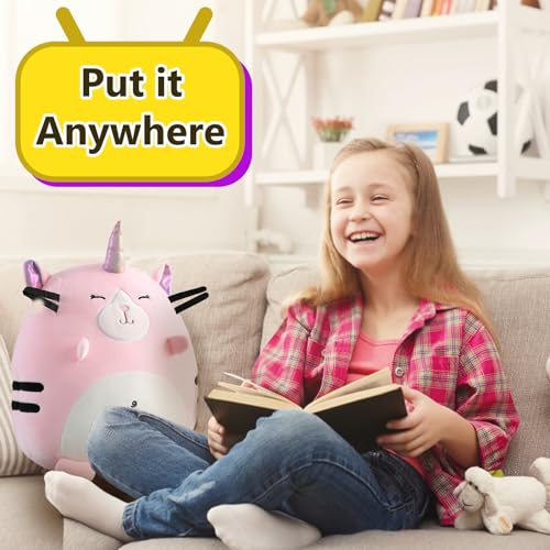 Marsjoy 8" Pink Caticorn Plush Pillow – Soft Squishy Stuffed Animal Toy for Kids