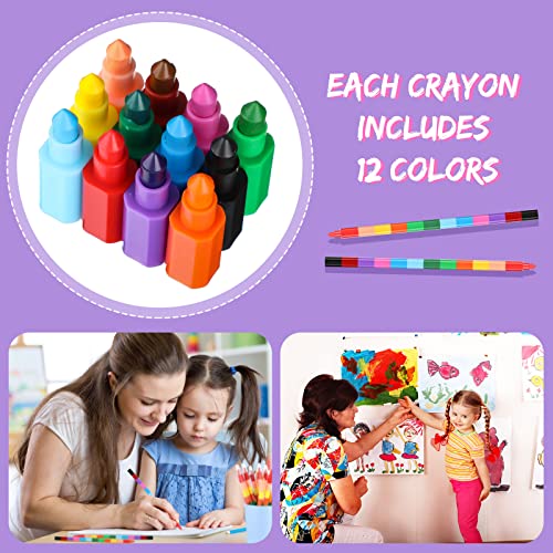 Marspark 20-Piece Stackable Crayons - Buildable Rainbow Pencils for Kids, 12 Colors, Vivid Flat