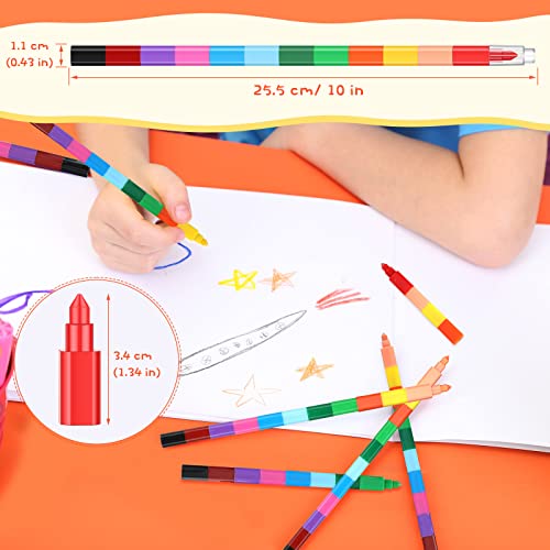Marspark 20-Piece Stackable Crayons - Buildable Rainbow Pencils for Kids, 12 Colors, Vivid Flat