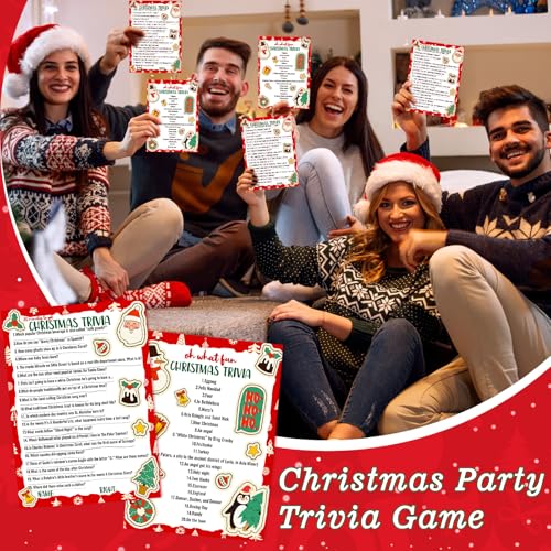 Marspark 80-Piece Christmas Trivia Game Cards – 70 Question & 10 Answer Cards for Holiday Party Fun