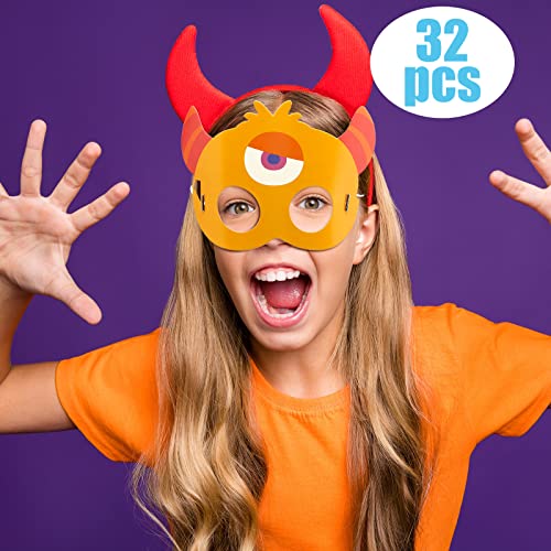 Marsui 32 Pack Unicorn Monster Safari Animal Masks – Kids Party Favors & Decorations