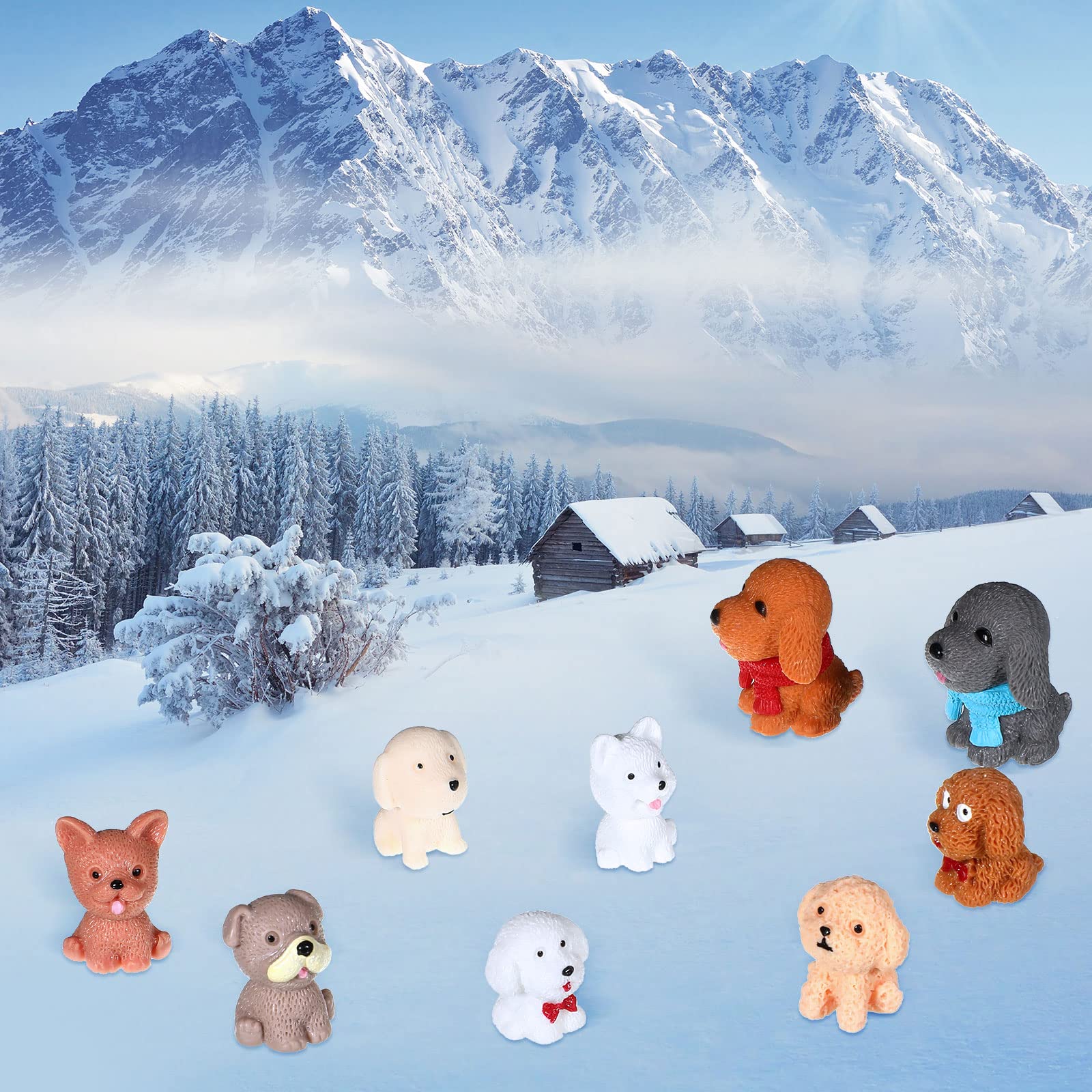 Marsui 40 Pcs Mini Dog Figurines Set - Realistic Puppy Figures, Cake Toppers, Educational Toy