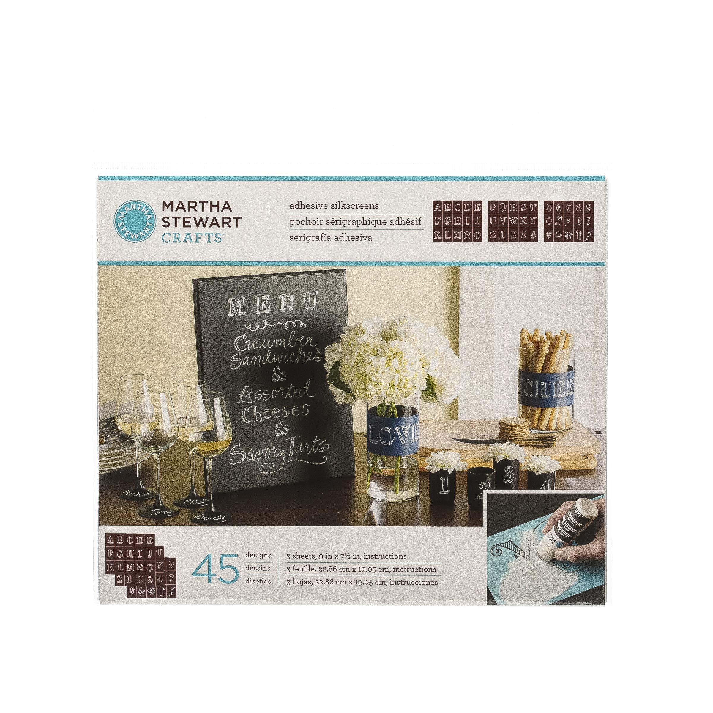 Martha Stewart Bodoni Alphabet Chalkboard Silkscreens - Set of 3 Reusable Stencils (9x7.5 inches)