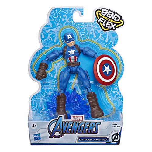 Marvel Avengers Bend and Flex Captain America Action Figure - 6-Inch Flexible Poseable Toy with Accessory