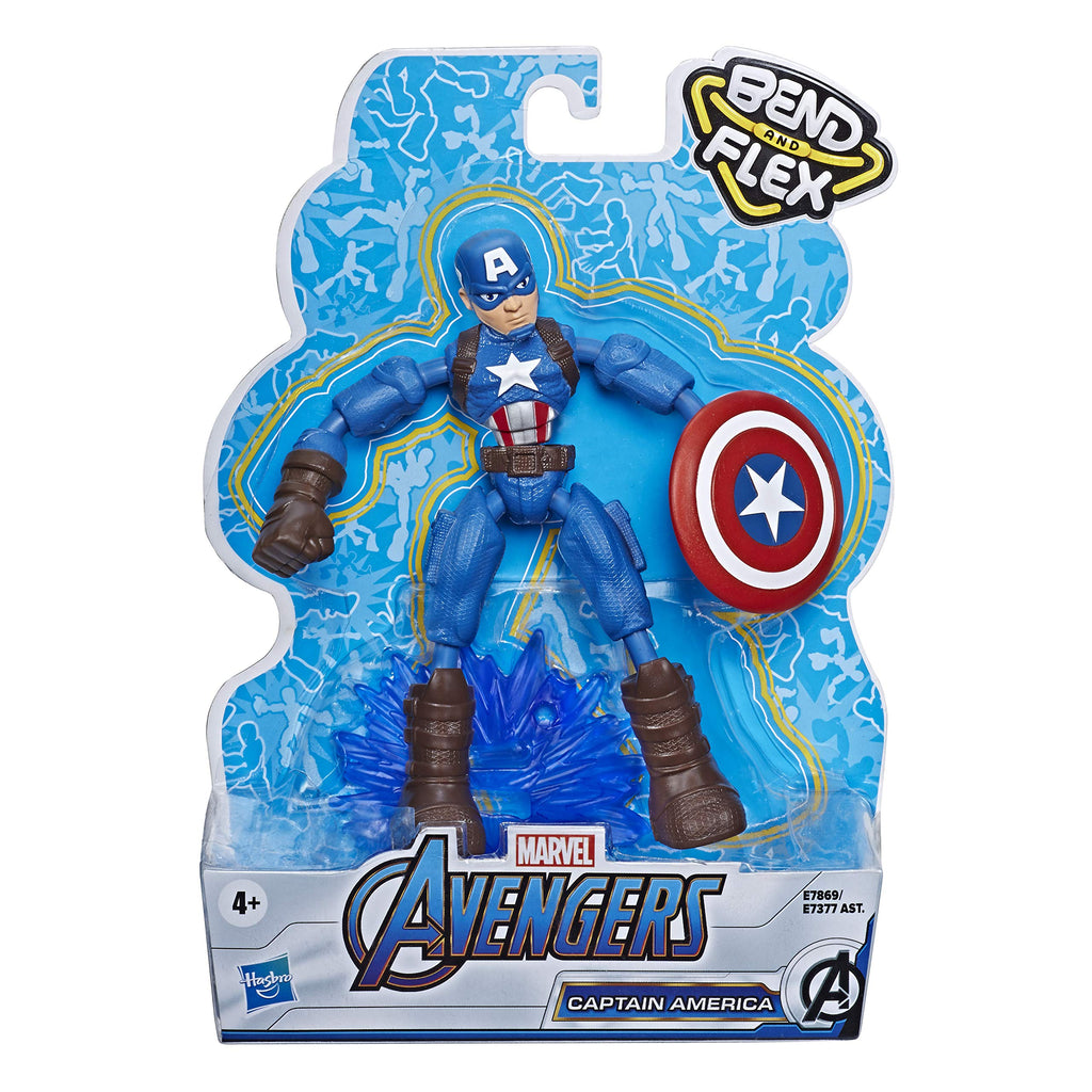 Marvel Avengers Bend and Flex Captain America Action Figure - 6-Inch Flexible Poseable Toy with Accessory