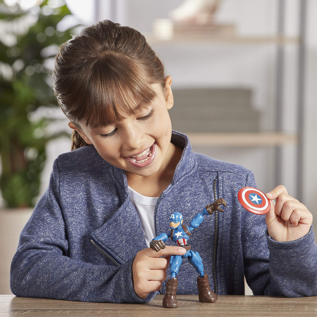 Marvel Avengers Bend and Flex Captain America Action Figure - 6-Inch Flexible Poseable Toy with Accessory
