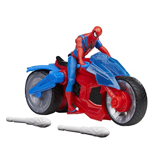 Marvel Spider-Man Web Blast Cycle - 4-Inch Action Figure with Motorcycle and Web Projectiles