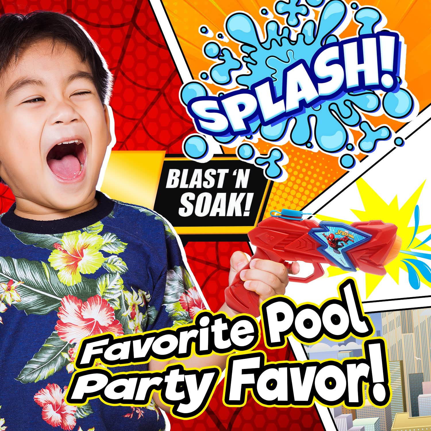 Marvel Spiderman Water Squirt Gun (2 Pack) – Red & Blue – JA-RU Toy