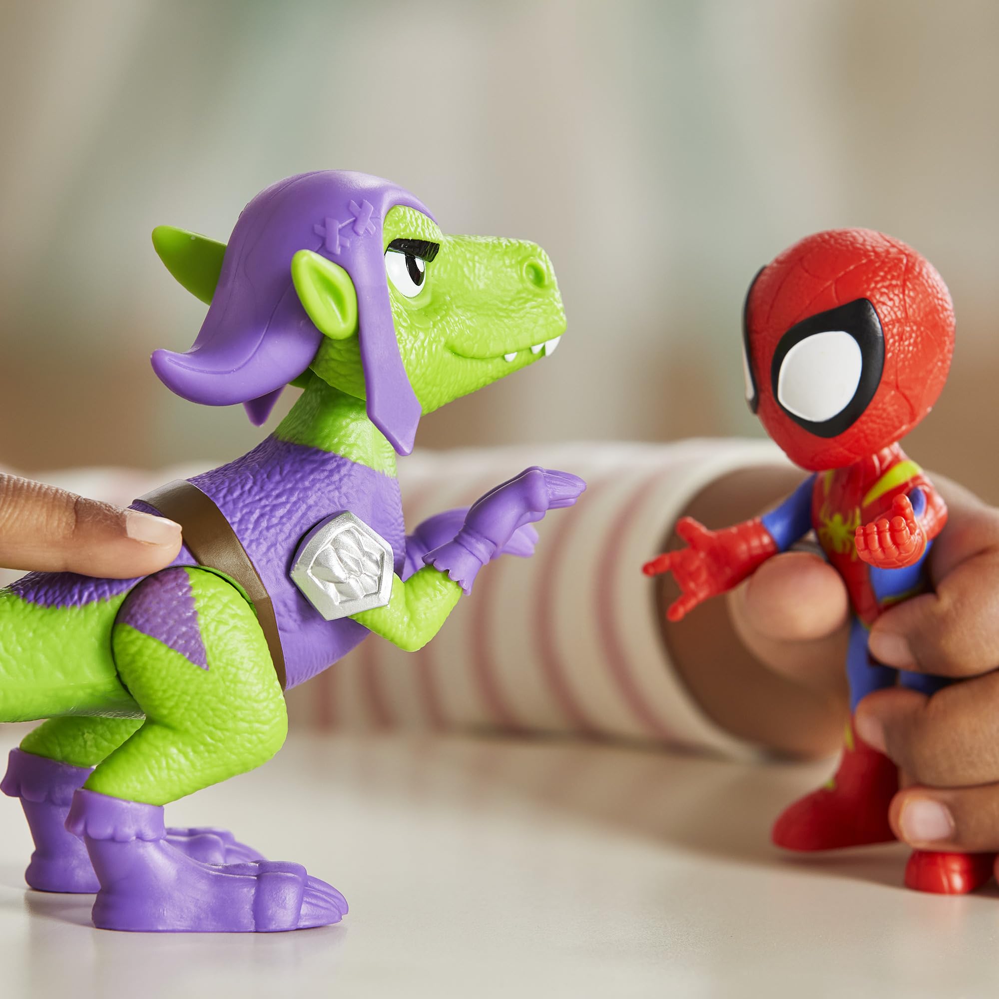 Marvel Spidey Dino-Webs Set with Spidey and Goblin Raptor Action Figures, Toy for Kids Ages 3 and Up