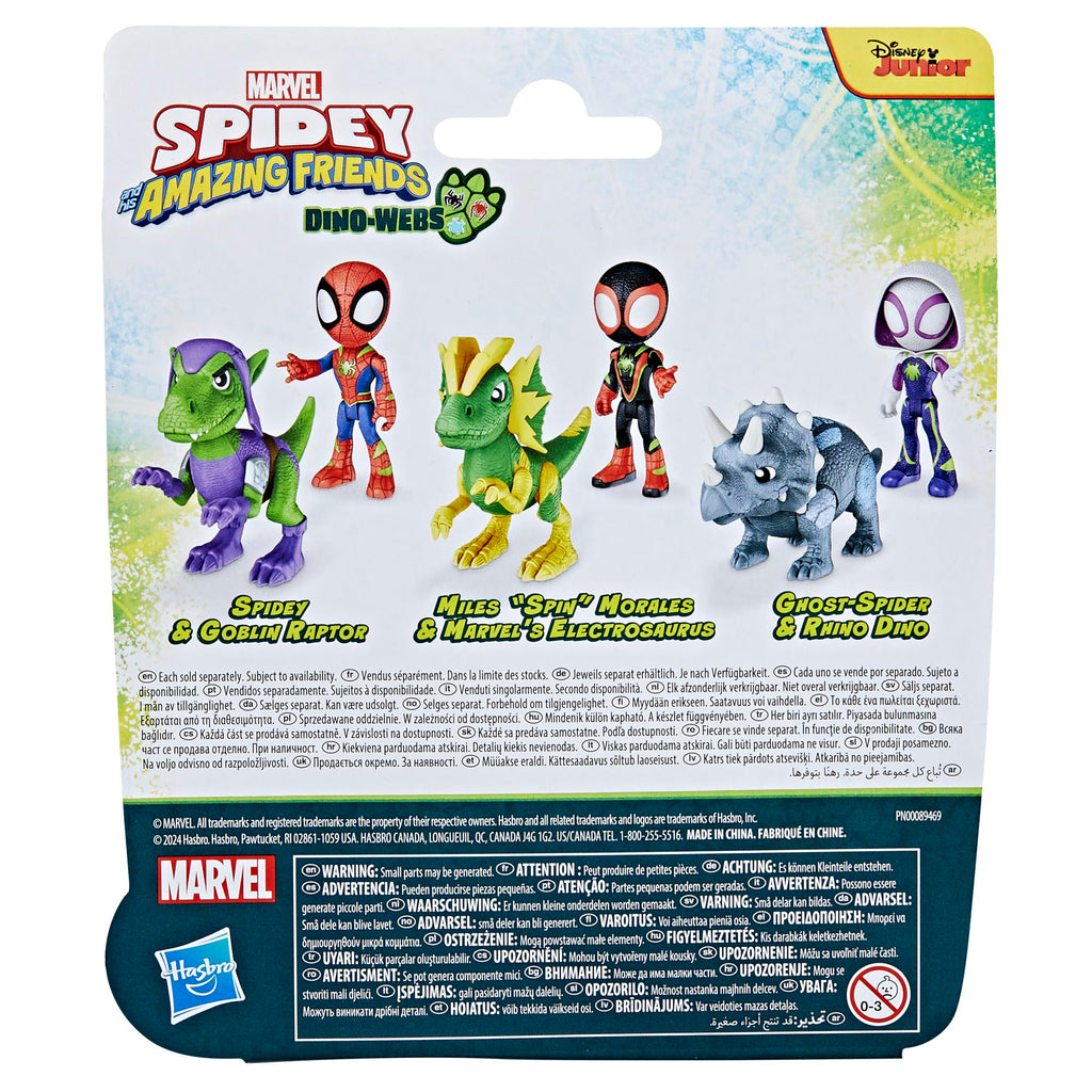 Marvel Spidey Dino-Webs Set with Spidey and Goblin Raptor Action Figures, Toy for Kids Ages 3 and Up