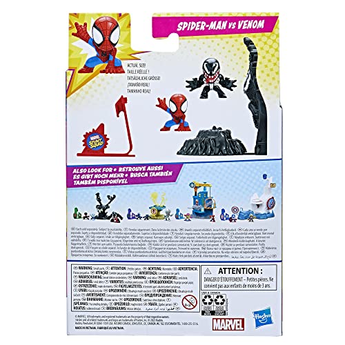 Marvel Stunt Squad Spider-Man vs. Venom Playset – 1.5-Inch Action Figures, Launcher, and Target Base for Kids 4+