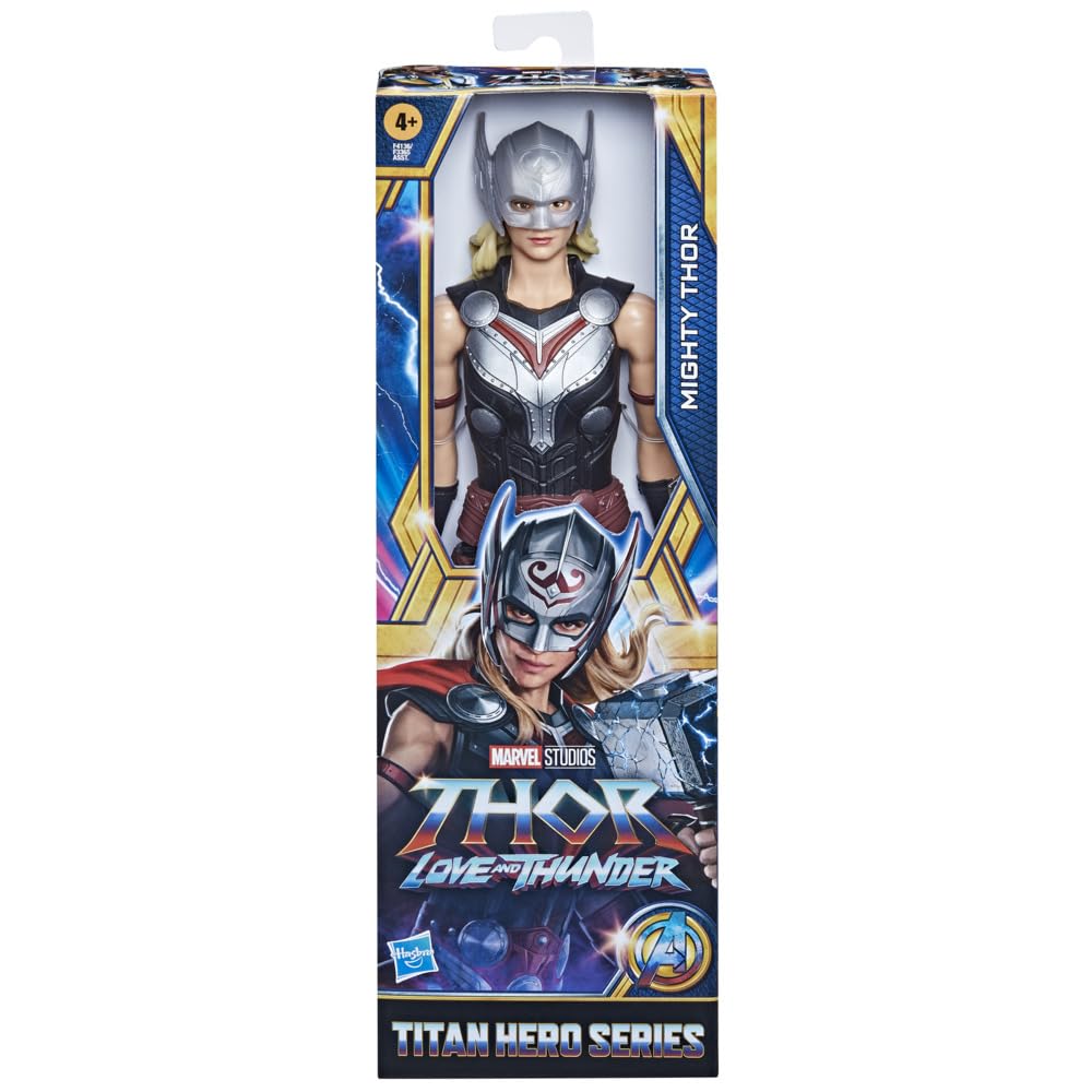 Marvel Titan Hero Series Mighty Thor 12-Inch Action Figure with Mjolnir, Poseable, Ages 4+