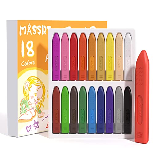 MASSRT Triangle Jumbo Crayons for Toddlers - 24 Colors, Non-Toxic & Unbreakable