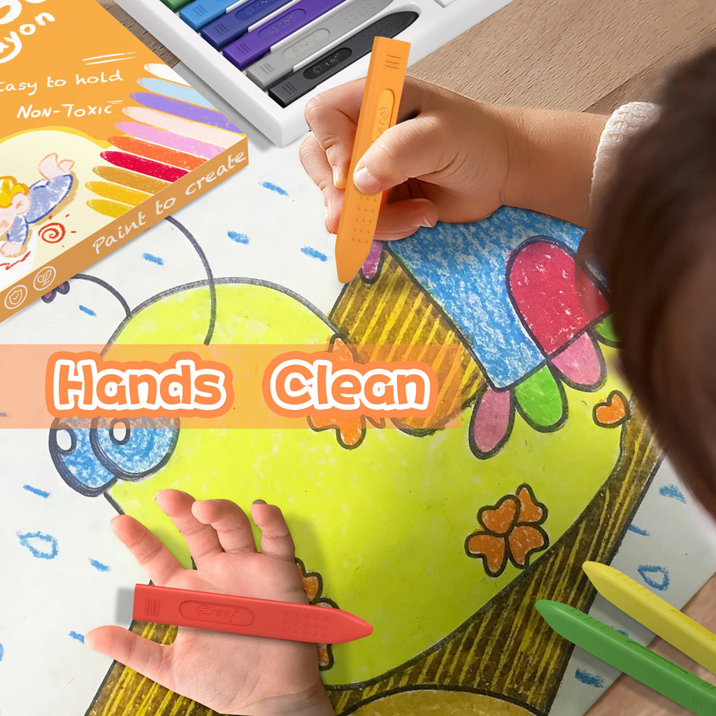 MASSRT Triangle Jumbo Crayons for Toddlers - 24 Colors, Non-Toxic & Unbreakable