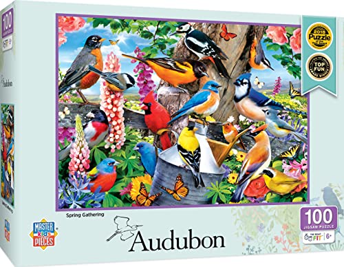 MasterPieces 100 Piece Jigsaw Puzzle for Kids – Audubon Spring Gathering 14x19