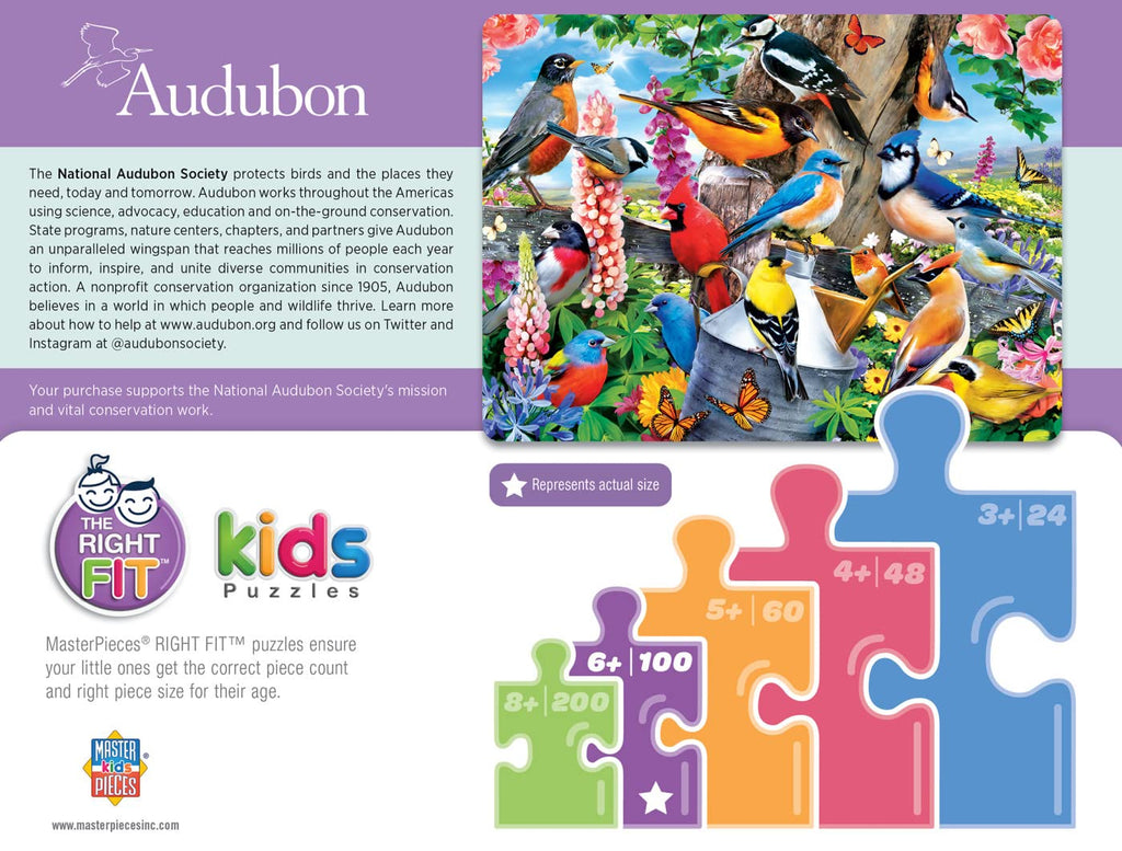 MasterPieces 100 Piece Jigsaw Puzzle for Kids – Audubon Spring Gathering 14x19