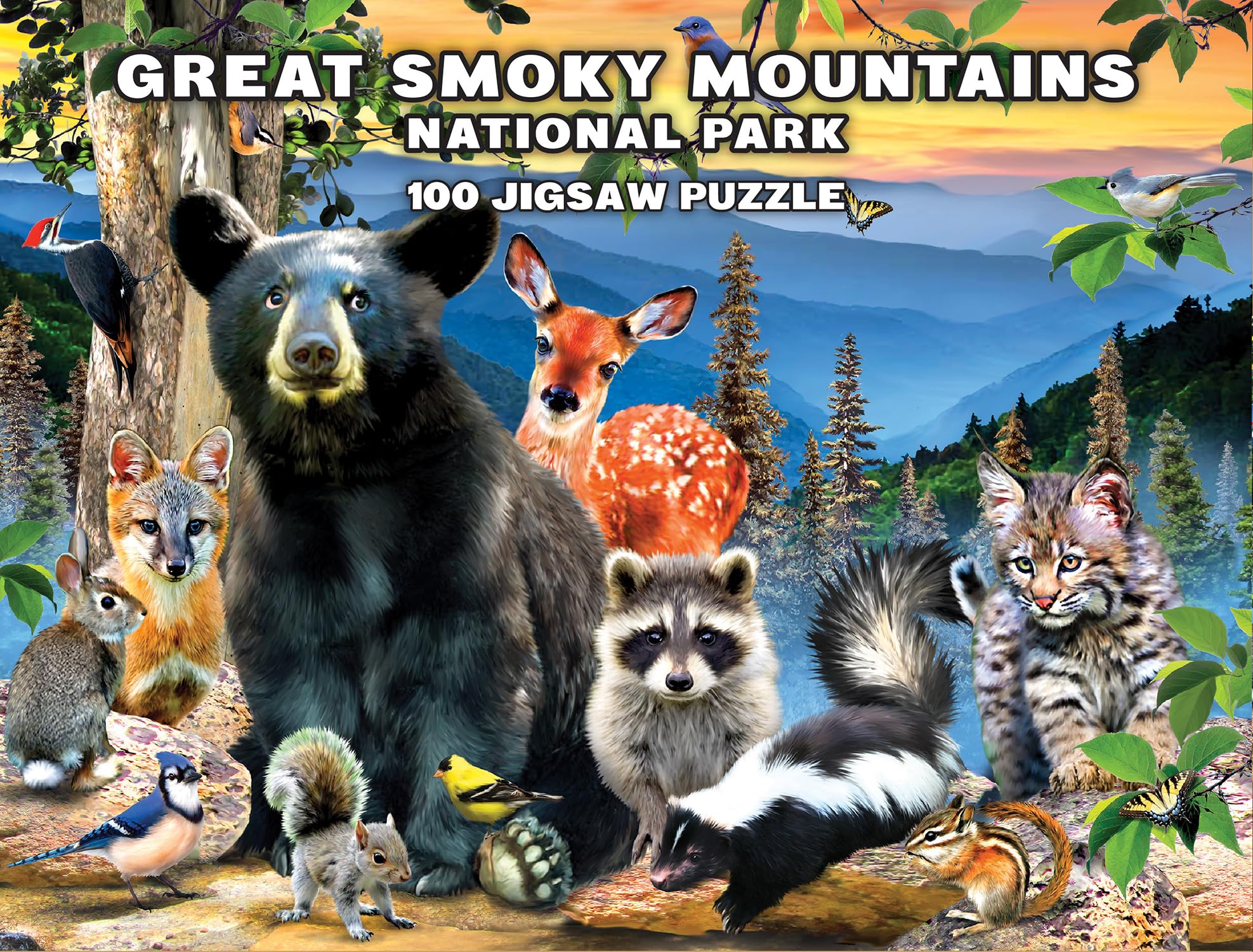MasterPieces 100-Piece Jigsaw Puzzle – Wildlife of Great Smoky Mountains National Park (19x14 Inches) for Ages 6+
